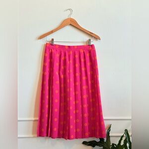 Vintage Vibrant Pink and Orange Polka Dot A-Line Skirt